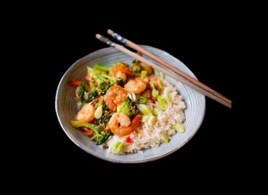 72. Ostré krevety se zeleninou