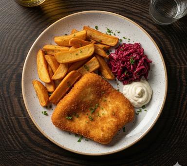 Smažený sýr 100g s hranolkama, salátem a tatarskou omáčkou