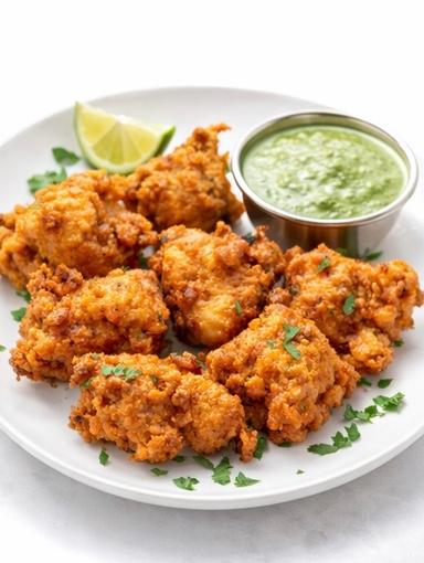 Chicken pakora + mint sauce