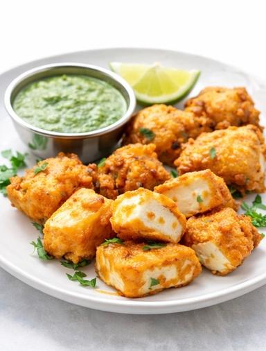 Paneer pakora + mint sauce