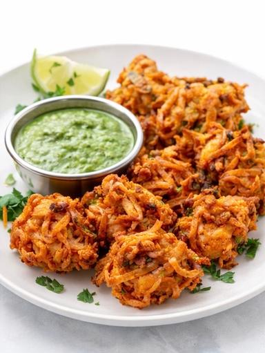 Onion bhaji + mint sauce