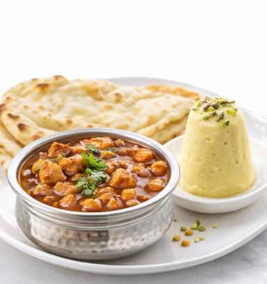 Chana masala + naan + Kulfi
